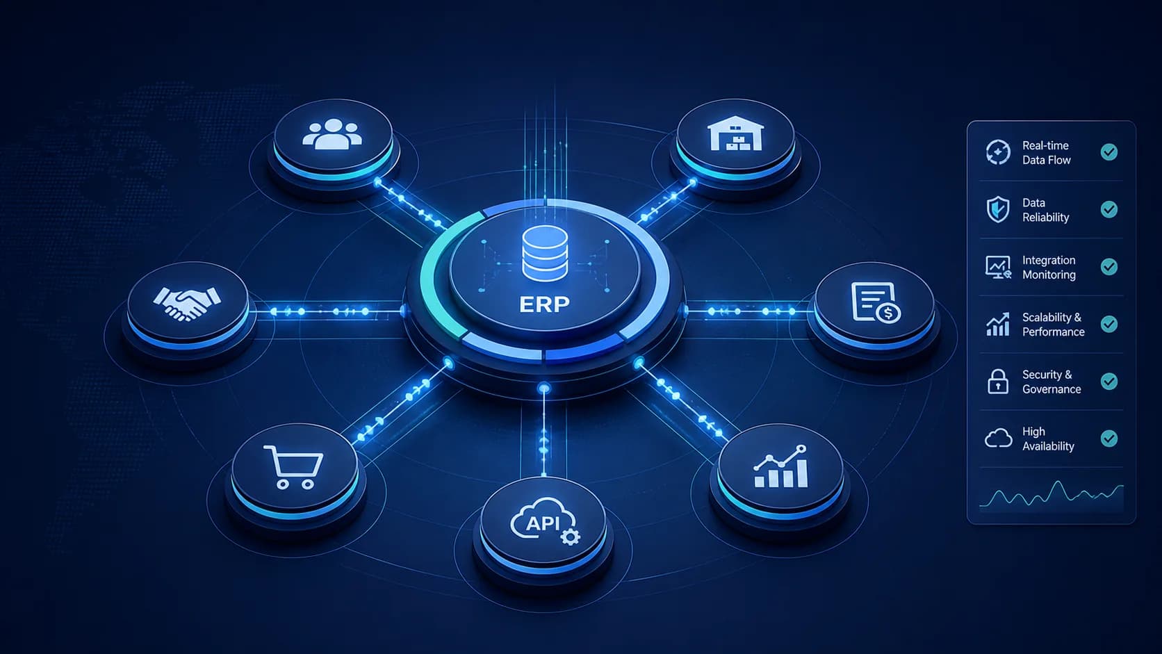 SAP integration hub and connected enterprise systems illustration